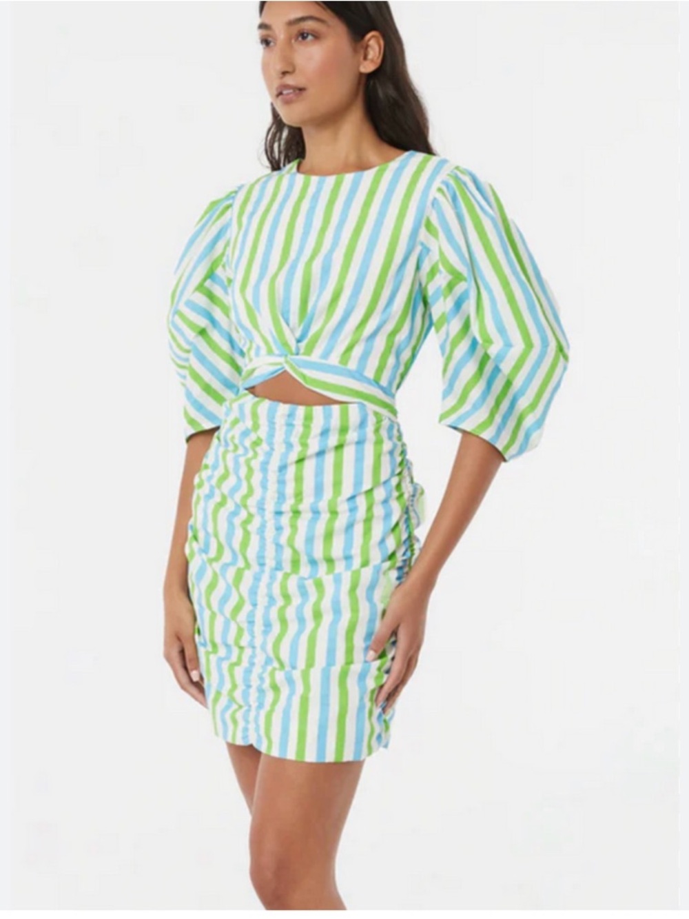 RHODE Blue, Green and White Striped dress